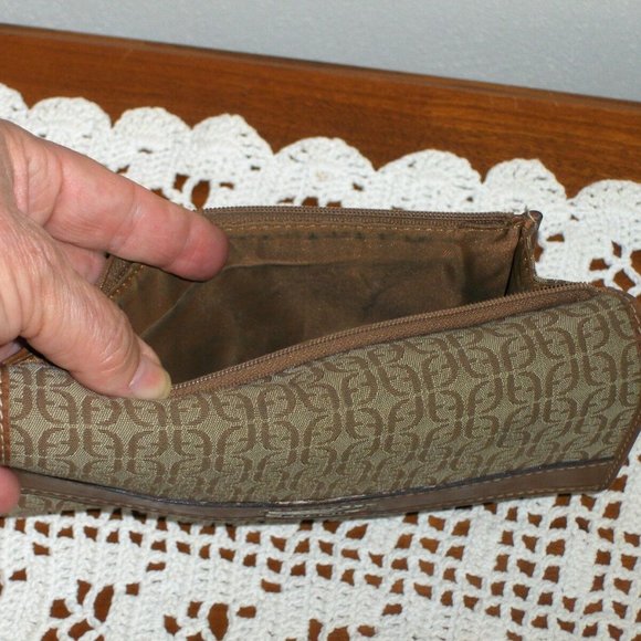 Fossil Clutch Wallet Brown Logo Leather Jacquard Organizer BOTTOM DOLLAR!!! - Picture 3 of 8